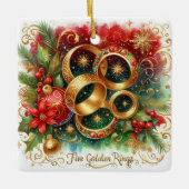 12 Tage Weihnachten Fünf Goldene Ringe Keramikornament (Vorderseite)