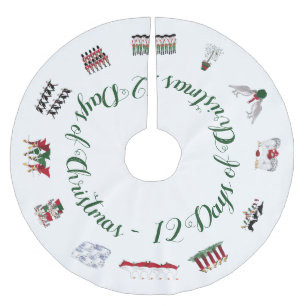 12 Tage Weihnachten in einem Kreis des Rotes und Polyester Weihnachtsbaumdecke