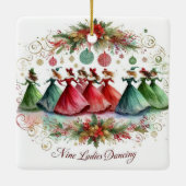 12 Tage Weihnachten Neun Ladys Dancing Keramikornament (Rückseite)
