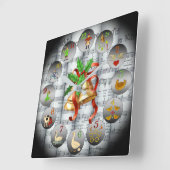 12 Tage Weihnachten~Sheet Music~Christmas Bells~ Quadratische Wanduhr (Winkel)