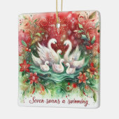 12 Tage Weihnachten Sieben Schwäne im Schwimmen Keramikornament (Links)