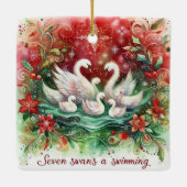 12 Tage Weihnachten Sieben Schwäne im Schwimmen Keramikornament (Rückseite)