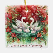 12 Tage Weihnachten Sieben Schwäne im Schwimmen Keramikornament (Vorderseite)