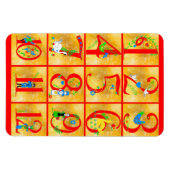 12 Tage Weihnachten Song Folk Art Numbers Magnet (Horizontal)