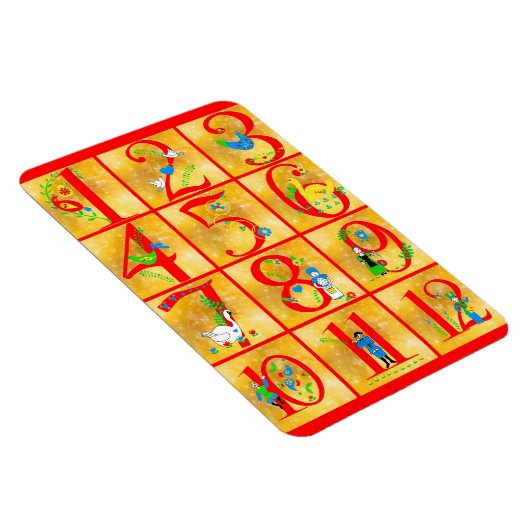 12 Tage Weihnachten Song Folk Art Numbers Magnet (Rechte Seite)