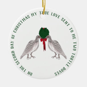 12 Tage Weihnachten zwei Schildkröte-Tauben Keramik Ornament