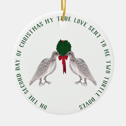 12 Tage Weihnachten zwei Schildkröte-Tauben Keramik Ornament (Vorne)