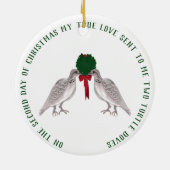 12 Tage Weihnachten zwei Schildkröte-Tauben Keramik Ornament (Hinten)