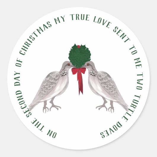 12 Tage Weihnachten zwei Turteltauben Runder Aufkleber (Vorderseite)