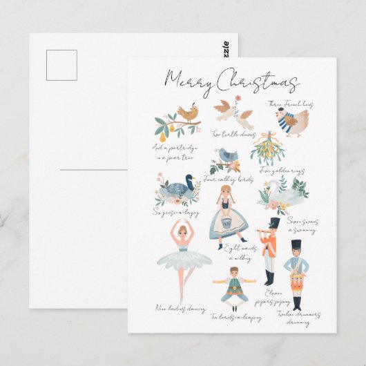 12 Tage Weihnachts-Foto Personalisiert Postkarte (Vorne/Hinten)