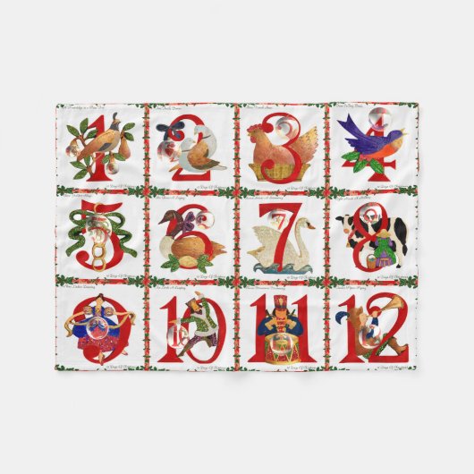 12 Tage Weihnachts Quilt Druckgeschenke Fleecedecke (Vorderseite (Horizontal))