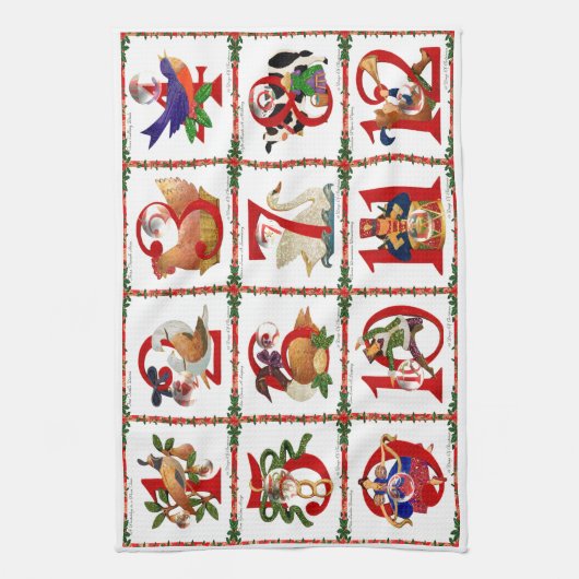 12 Tage Weihnachts Quilt Druckgeschenke Küchentuch (Vertikal)