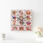 12 Tage Weihnachts Quilt Druckgeschenke Quadratische Wanduhr (Zuhause)