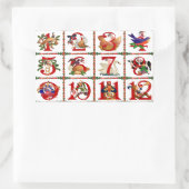 12 Tage Weihnachts Quilt Druckgeschenke Rechteckiger Aufkleber (Tasche)