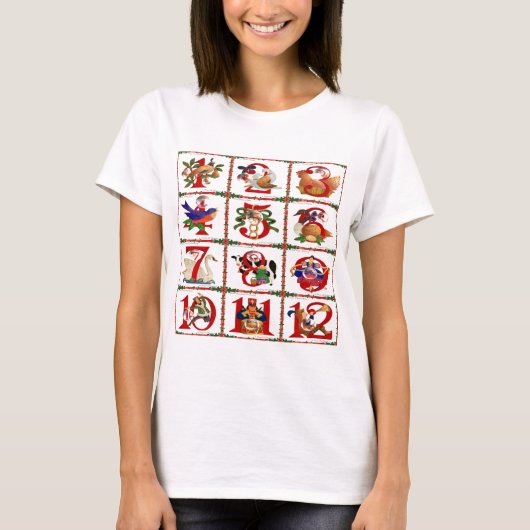 12 Tage Weihnachts Quilt Druckgeschenke T-Shirt (Vorderseite)