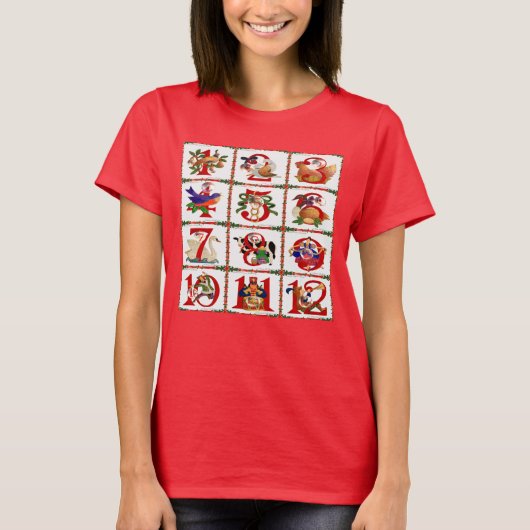 12 Tage Weihnachts Quilt Druckgeschenke T - Shirt (Vorderseite)