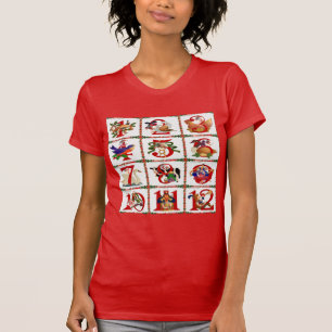 12 Tage Weihnachts Quilt Druckgeschenke T-Shirt