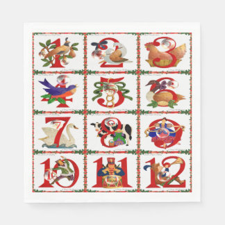 12 Tage Weihnachts Quilt Print Papier Napkins Serviette