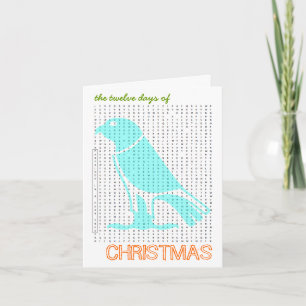 12 Tage Weihnachts Word Search Card 3 Feiertagskarte