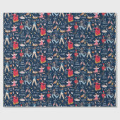 12 Tage Weihnachtsblau Geschenkpapier (Flach)