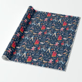 12 Tage Weihnachtsblau Geschenkpapier (Ungerollt)