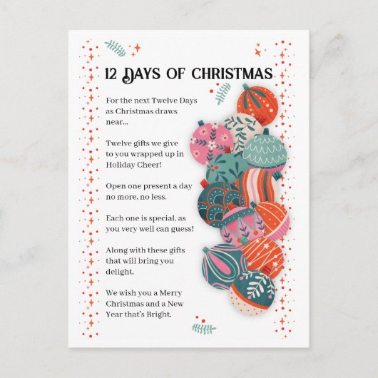 12 Tage Weihnachtsbrief Feiertagspostkarte (Vorderseite)