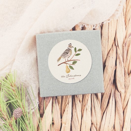 12 Tage Weihnachtsfeier in einem Birnenbaum Runder Aufkleber