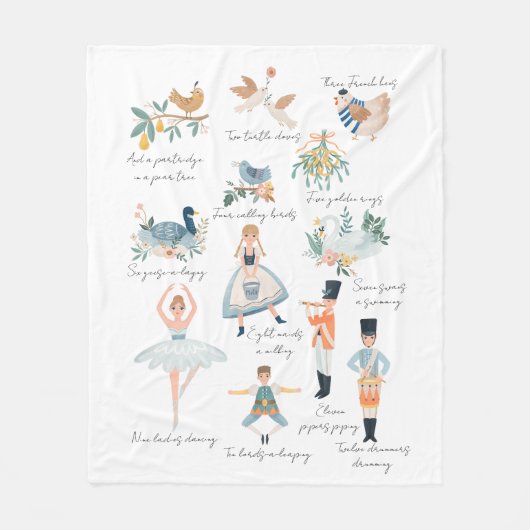 12 Tage Weihnachtsfeiertag Fleecedecke (Vorderseite)