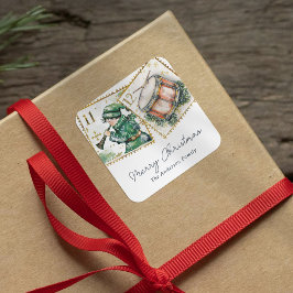 12 Tage Weihnachtsfeiertag Quadratischer Aufkleber