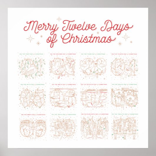 12 Tage Weihnachtsgebäck 24x24 Poster (Vorne)