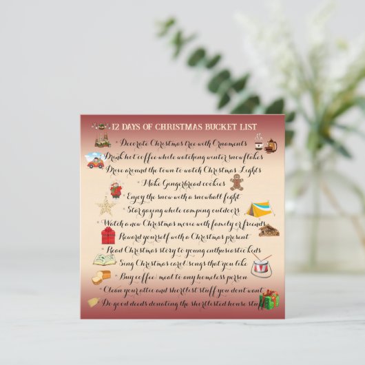 12 Tage Weihnachtskalender Niedliche Weihnachtskar Einladung (Stehend Vorderseite)