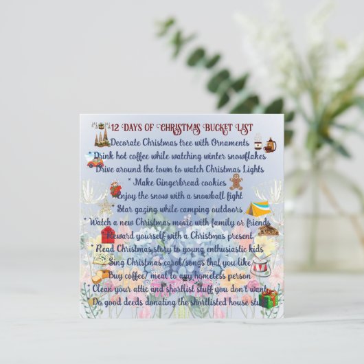 12 Tage Weihnachtskalender Niedliche Weihnachtskar Einladung (Stehend Vorderseite)