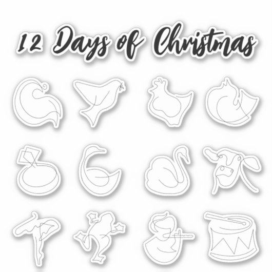 12 Tage Weihnachtskleber Aufkleber (Vorderseite)