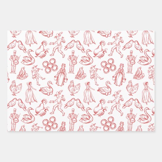 12 Tage Weihnachtslied Geschenkpapier Set (Vorderseite 2)