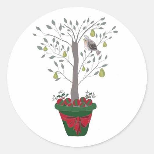 12 Tage Weihnachtspartridge in einem Birnenbaum Runder Aufkleber (Vorderseite)