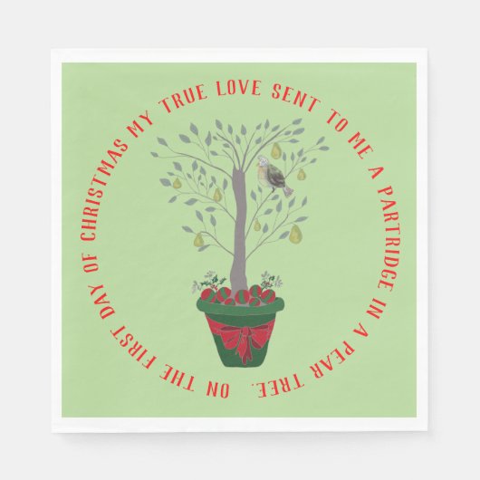 12 Tage Weihnachtspartridge in einem Birnenbaum Serviette (Vorderseite)