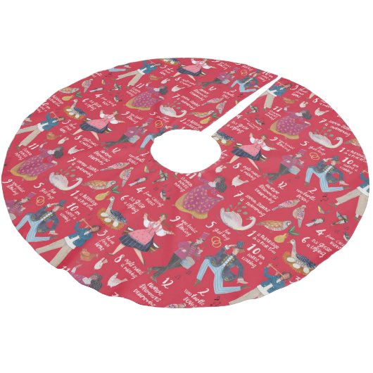 12 Tage Weihnachtsrot Polyester Weihnachtsbaumdecke (Schrägansicht)