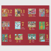 12 Tage Weihnachtssüße Tiere u. -typographie Geschenkpapier (Flach)