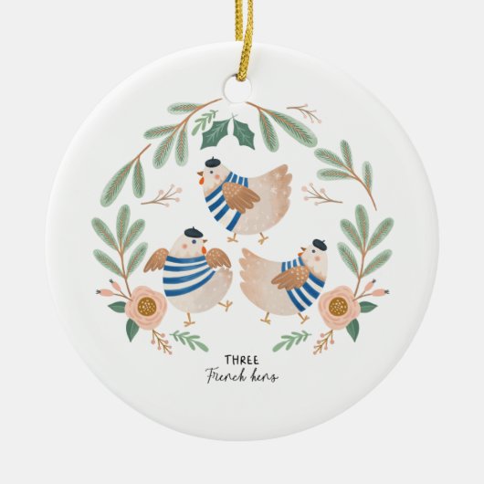 12 Tage Weihnachtsurlaub Traditionelle Hühner Keramik Ornament (Vorne)
