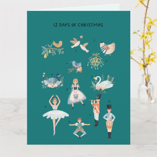 12 Tage Weihnachtsurlaub Traditionelle Klassik Karte (Gelbe Blume)