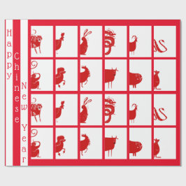 12 Tiere der chinesischen Zodiac Geschenkpapier