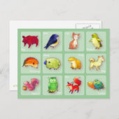 12 Tiere Postkarte (anpassbar) - horizontal (Vorne/Hinten)