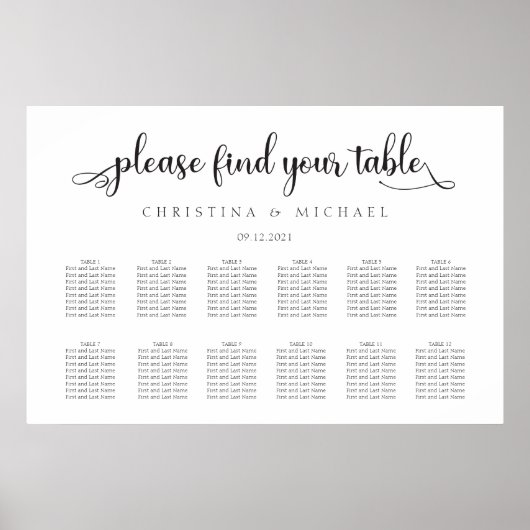 12 Tische Die Gäste planen eine horizontale Sitzka Poster (Vorne)