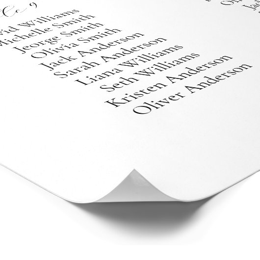 12 Tische einfach unsere Lieblings-Sitzkarte Poster (Ecke)