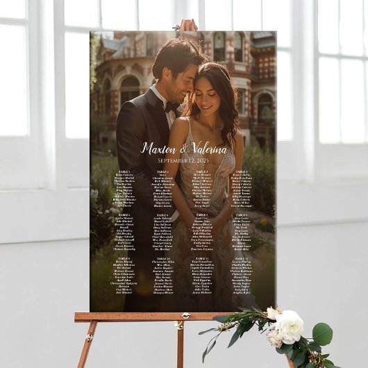 12 Tische, elegante Hochzeitskarte für Fotos Poster