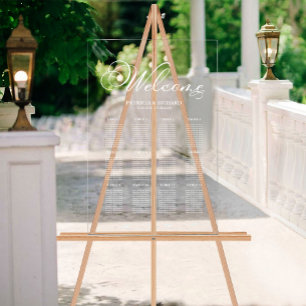 12 Tische Eleganter Hochzeitsplan Acrylschild