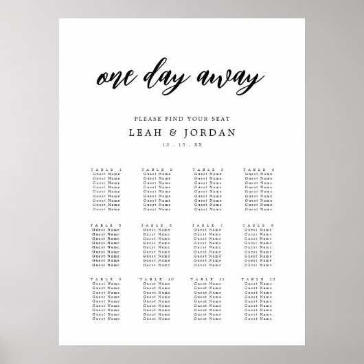 12 Tische für Hochzeiten und Proben Poster (Vorne)