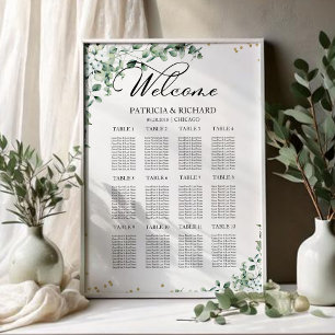 12 Tische Grüne Hochzeitstabelle Poster