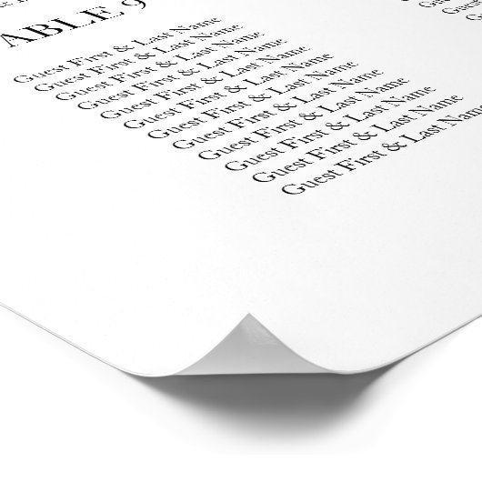 12 Tische Hochzeitsplan Chic Script Poster (Ecke)