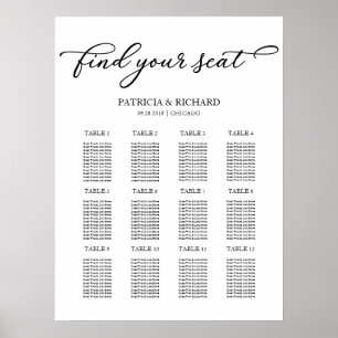 12 Tische Hochzeitsplan Chic Script Poster